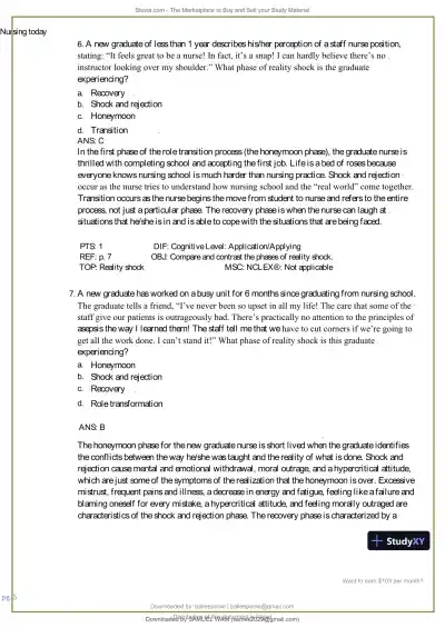 Test Bank for Nursing Today: Transition and Trends, 10th Edition (Chapters 1-26) - Page 6 preview image