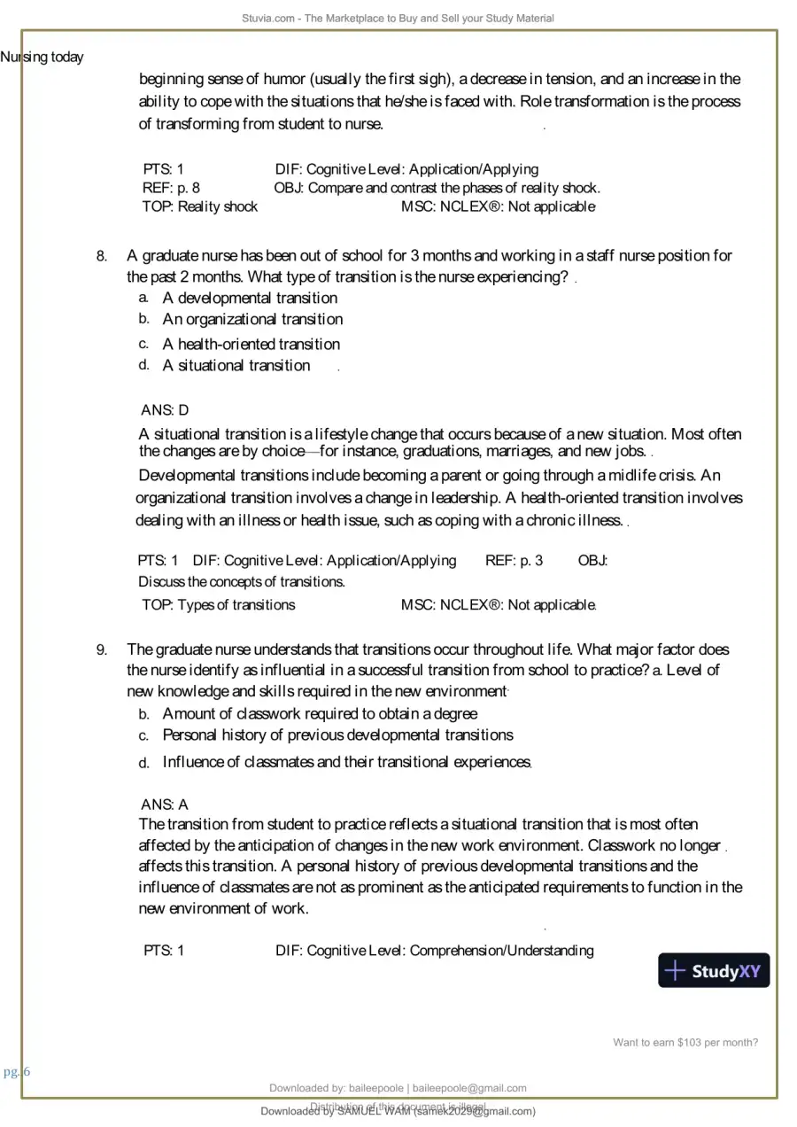 Test Bank for Nursing Today: Transition and Trends, 10th Edition (Chapters 1-26), page 7