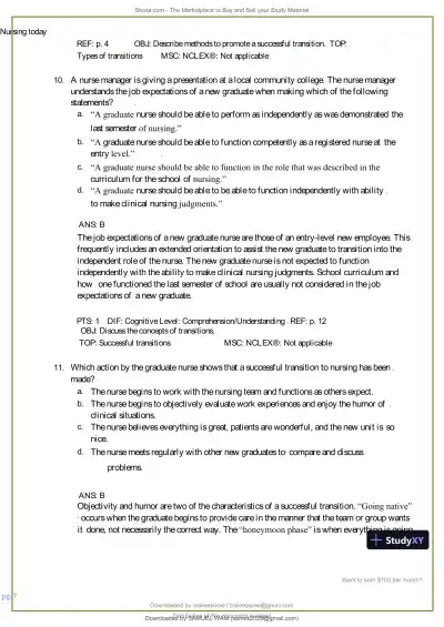 Test Bank for Nursing Today: Transition and Trends, 10th Edition (Chapters 1-26) - Page 8 preview image