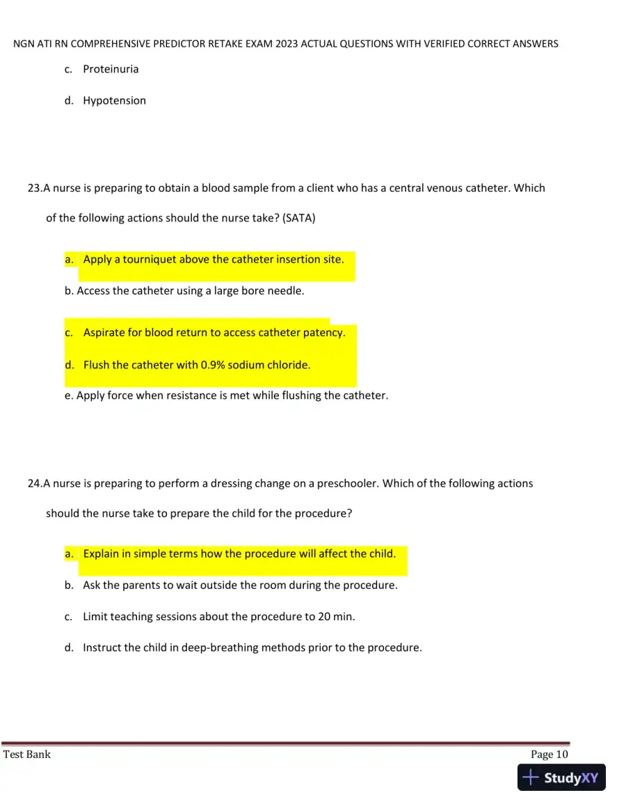 2023 NGN ATI RN Comprehensive Predictor Retake Exam with Answers (177 Solved Questions), page 11