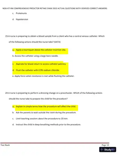 2023 NGN ATI RN Comprehensive Predictor Retake Exam with Answers (177 Solved Questions) - Page 11 preview image