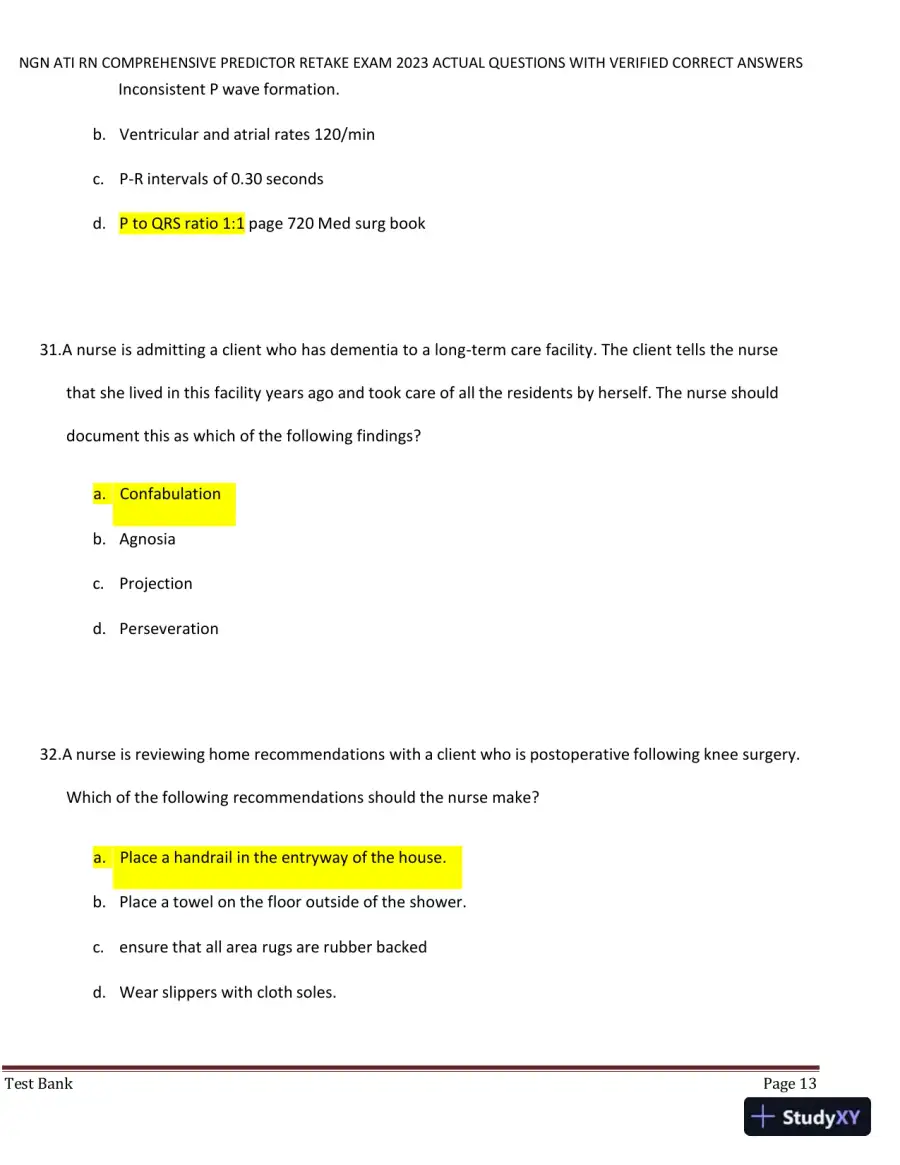 2023 NGN ATI RN Comprehensive Predictor Retake Exam with Answers (177 Solved Questions), page 14