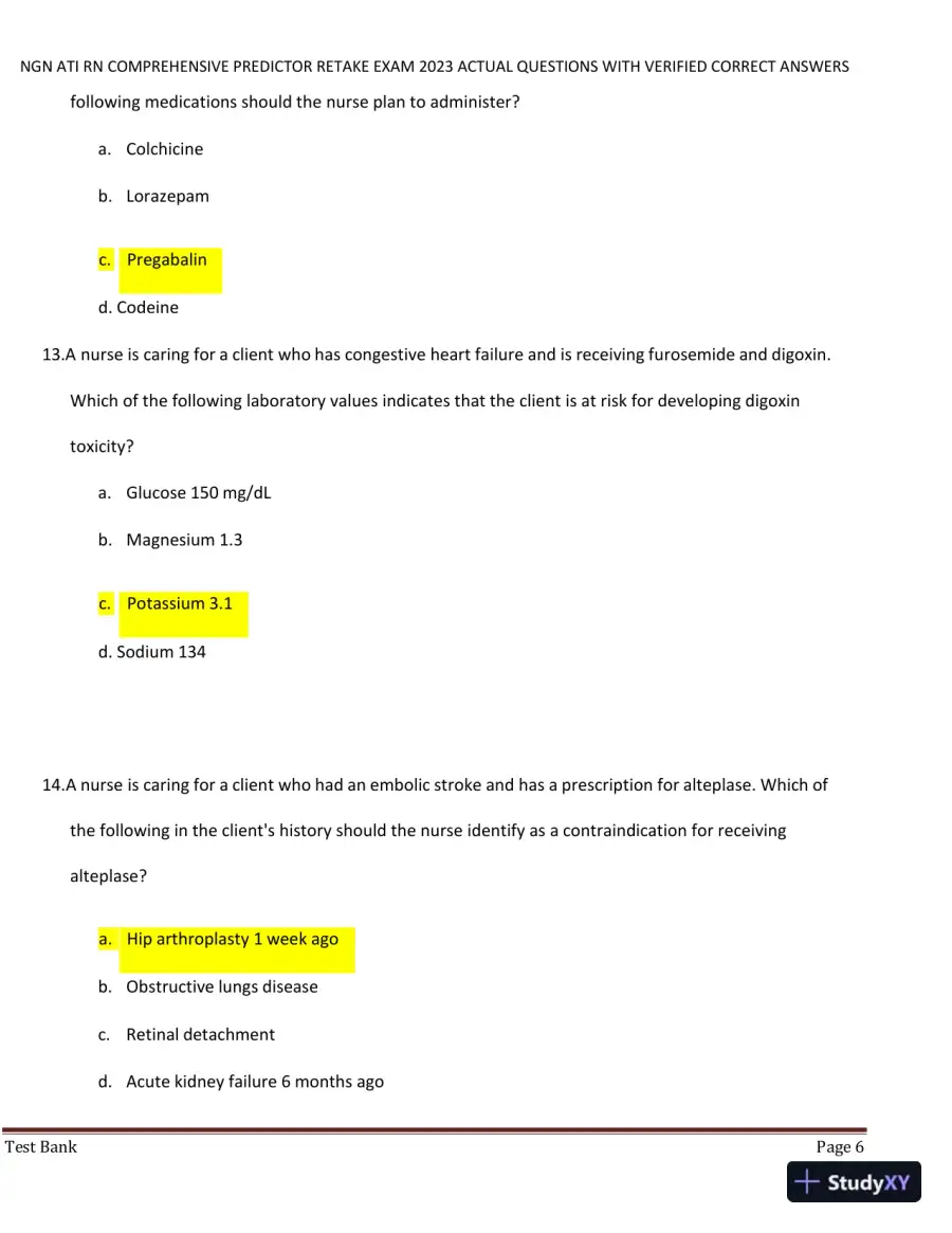 2023 NGN ATI RN Comprehensive Predictor Retake Exam with Answers (177 Solved Questions), page 7