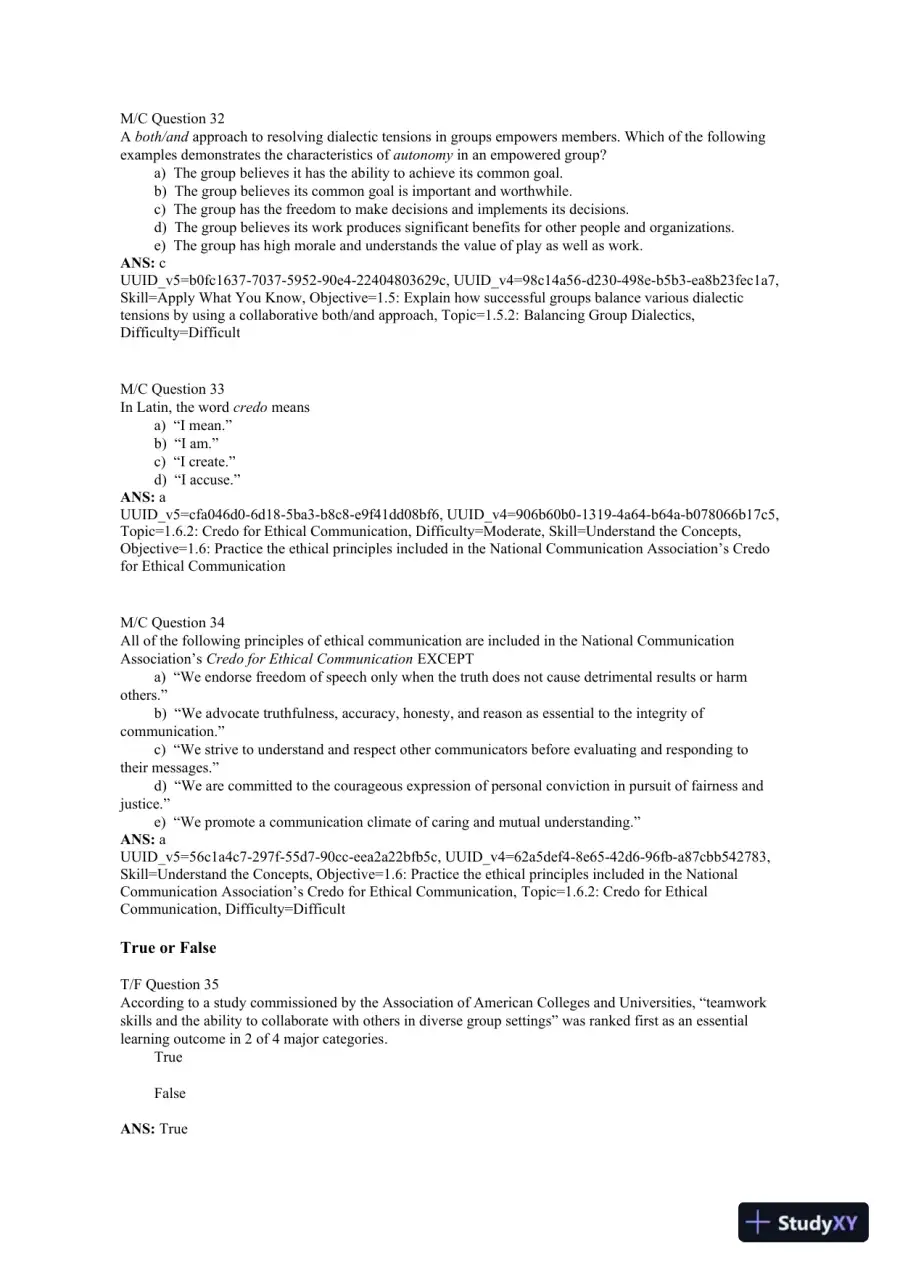 Working in Groups: Communication Principles and Strategies 7th Edition Test Bank, page 10