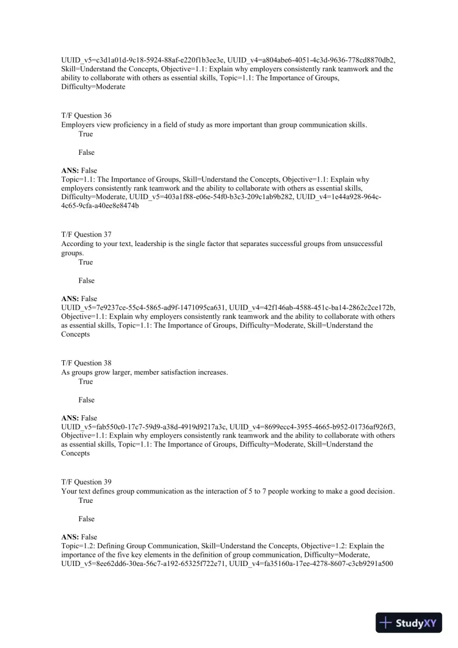 Working in Groups: Communication Principles and Strategies 7th Edition Test Bank, page 11