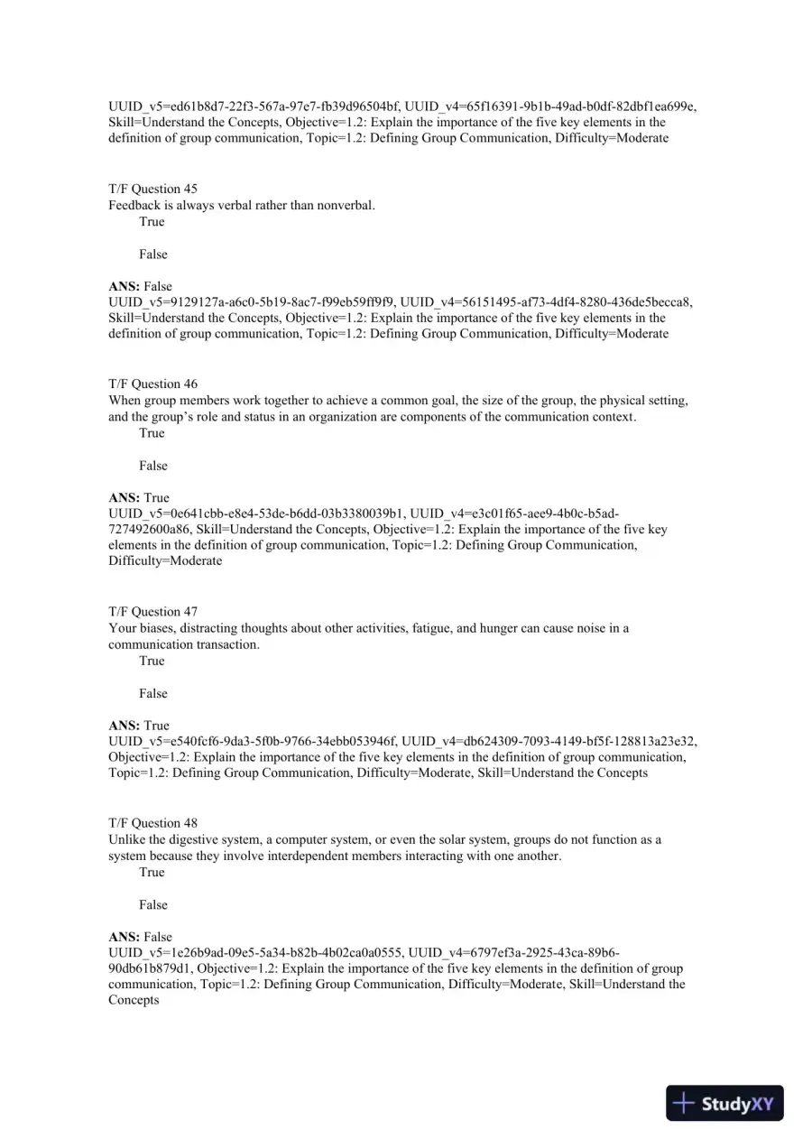 Working in Groups: Communication Principles and Strategies 7th Edition Test Bank, page 13