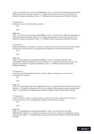 Working in Groups: Communication Principles and Strategies 7th Edition Test Bank - Page 13 preview image