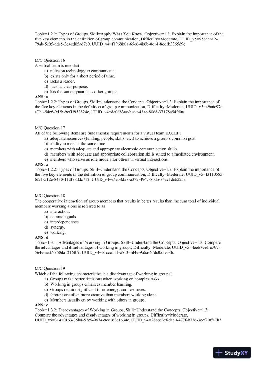 Working in Groups: Communication Principles and Strategies 7th Edition Test Bank, page 6