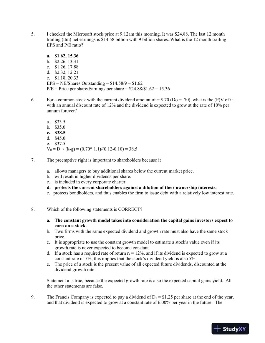 FIN331 Financial Management and Capital Structure: Problem Set, page 3