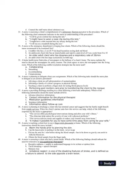 2021 ATI Leadership Proctored Exam with Answers (374 Solved Questions) - Page 10 preview image