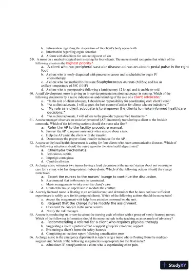 2021 ATI Leadership Proctored Exam with Answers (374 Solved Questions) - Page 15 preview image