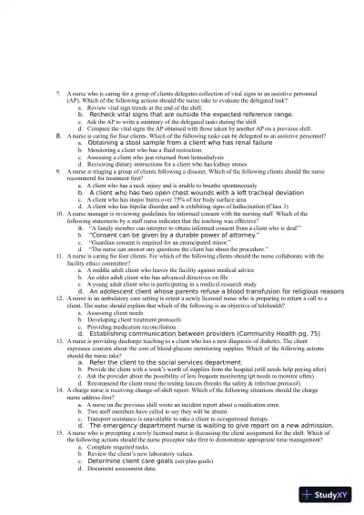 2021 ATI Leadership Proctored Exam with Answers (374 Solved Questions) - Page 4 preview image