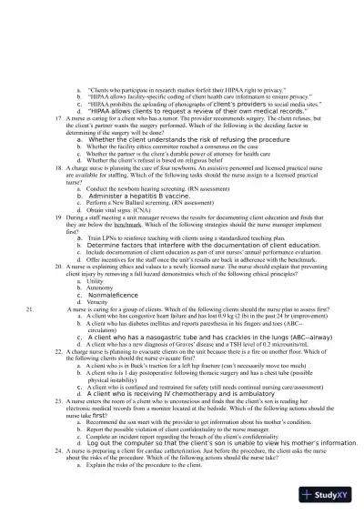 2021 ATI Leadership Proctored Exam with Answers (374 Solved Questions) - Page 6 preview image