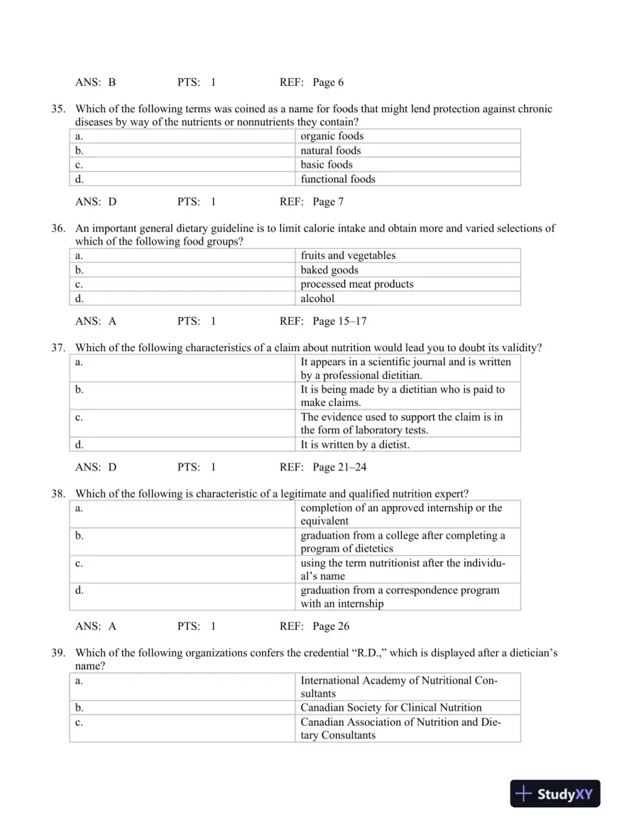 Nutrition Concepts and Controversies 10th Edition Test Bank, page 10