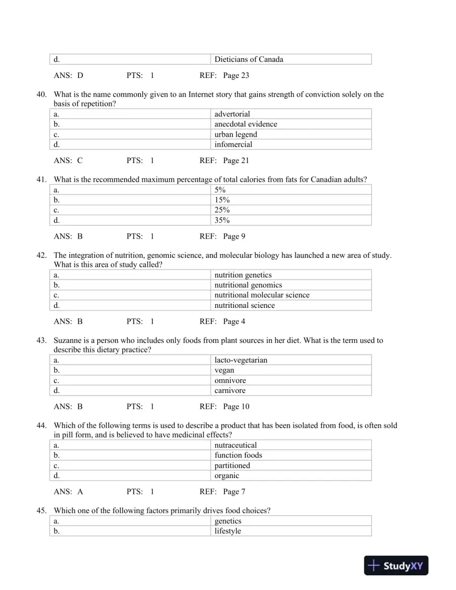 Nutrition Concepts and Controversies 10th Edition Test Bank, page 11