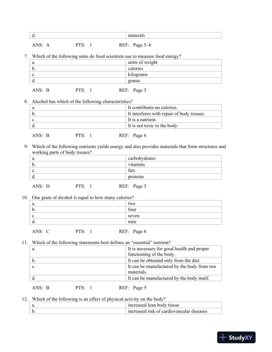 Nutrition Concepts and Controversies 10th Edition Test Bank, page 4