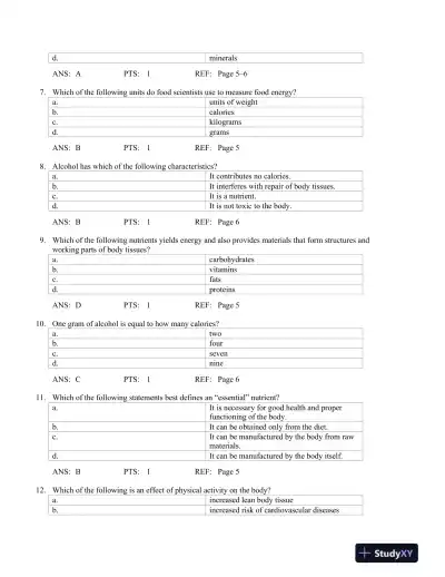 Nutrition Concepts and Controversies 10th Edition Test Bank - Page 4 preview image