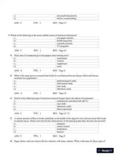 Nutrition Concepts and Controversies 10th Edition Test Bank - Page 5 preview image