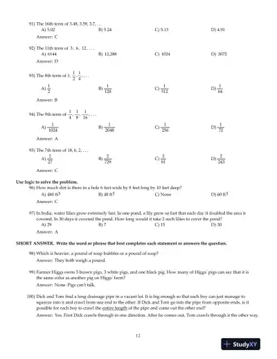Mathematical Ideas, 13th Edition Test Bank - Page 13 preview image