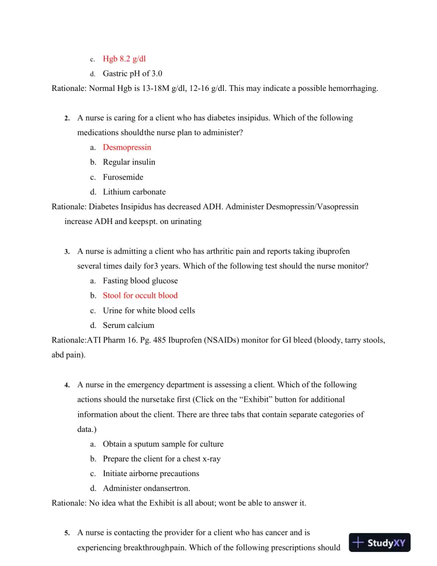 2023 ATI RN Proctored Exam with Answers (71 Solved Questions), page 3
