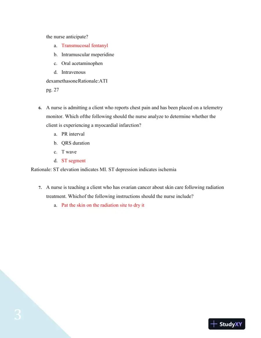 2023 ATI RN Proctored Exam with Answers (71 Solved Questions), page 4