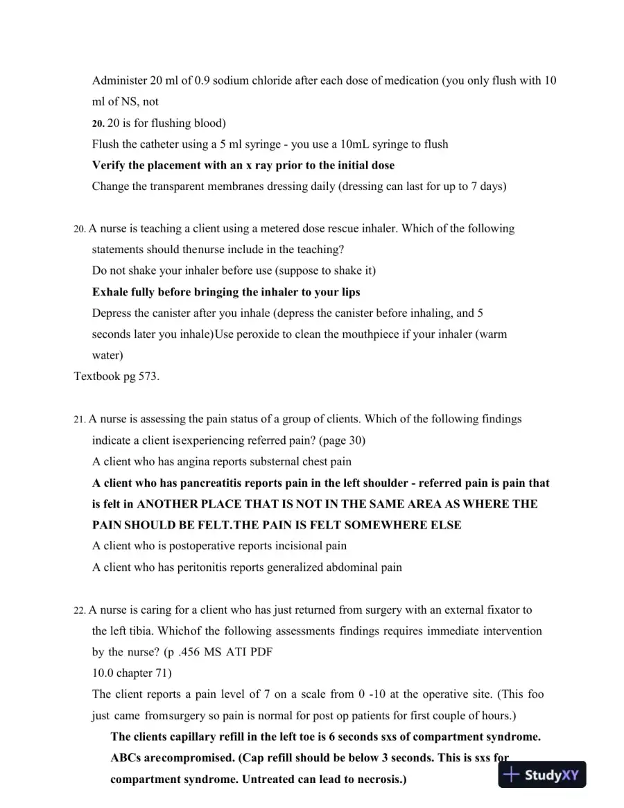 2023 ATI RN Proctored Exam with Answers (71 Solved Questions), page 9