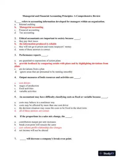 Managerial and Financial Accounting Principles: A Comprehensive Review - Page 1 preview image