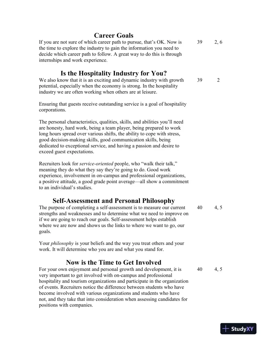 Class Notes for Introduction to Hospitality, 7th Edition, page 11