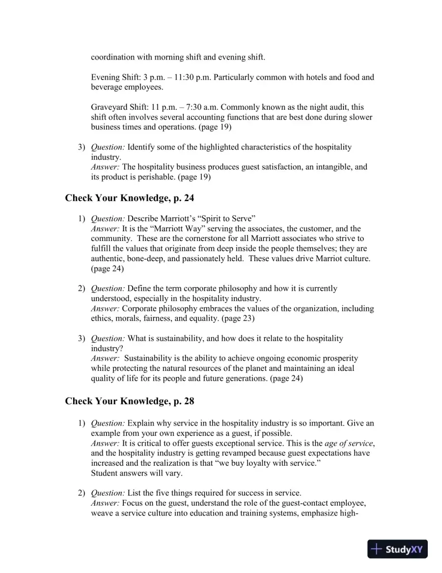 Class Notes for Introduction to Hospitality, 7th Edition, page 13