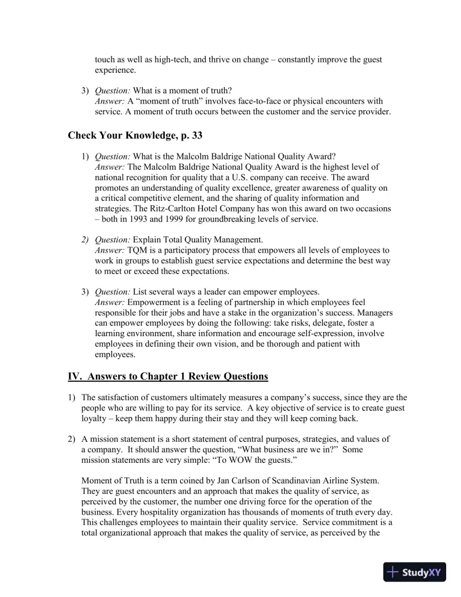 Class Notes for Introduction to Hospitality, 7th Edition, page 14