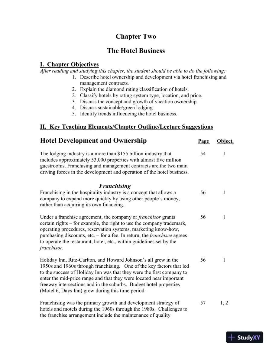 Class Notes for Introduction to Hospitality, 7th Edition, page 16