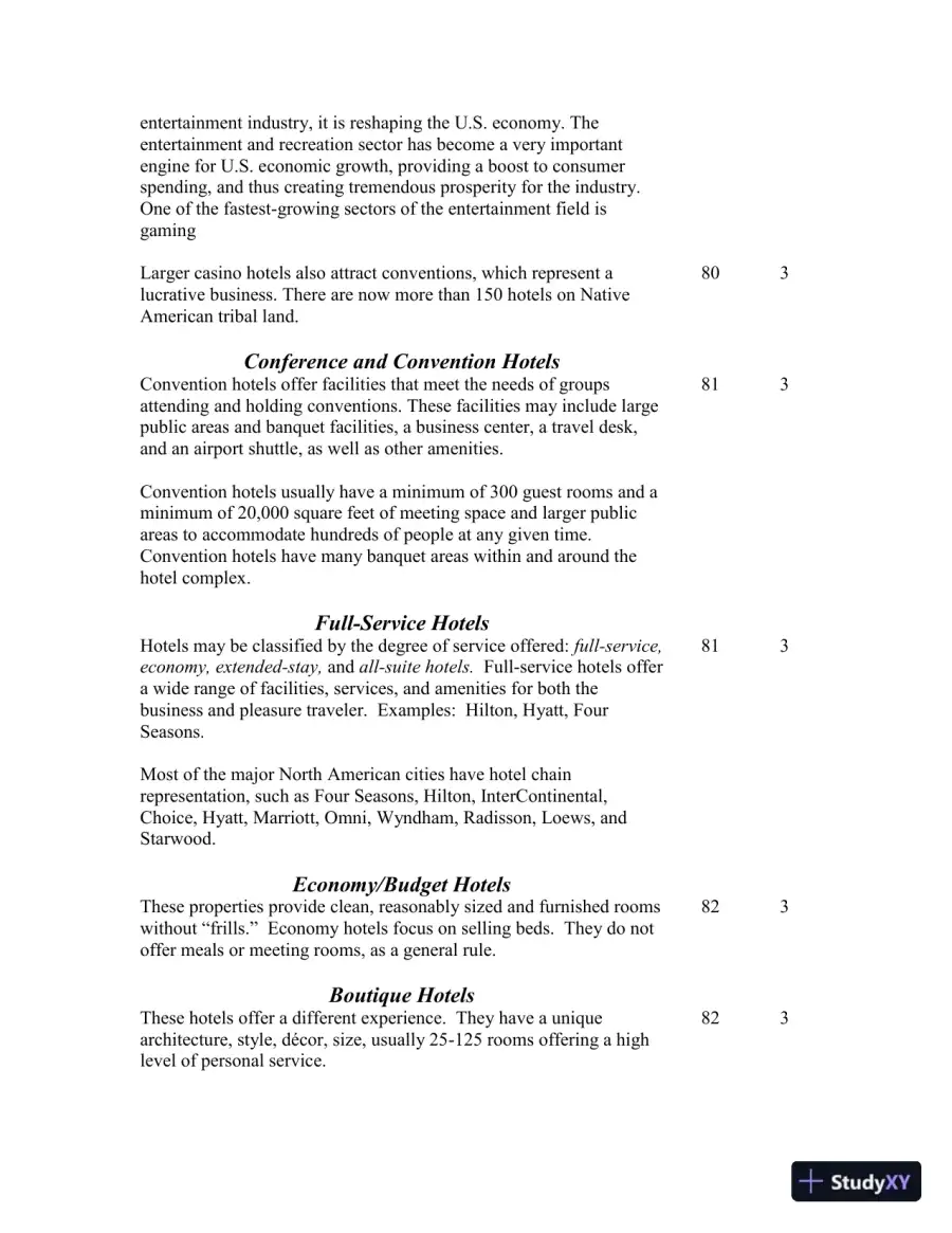 Class Notes for Introduction to Hospitality, 7th Edition, page 22