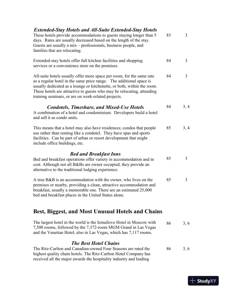 Class Notes for Introduction to Hospitality, 7th Edition, page 23