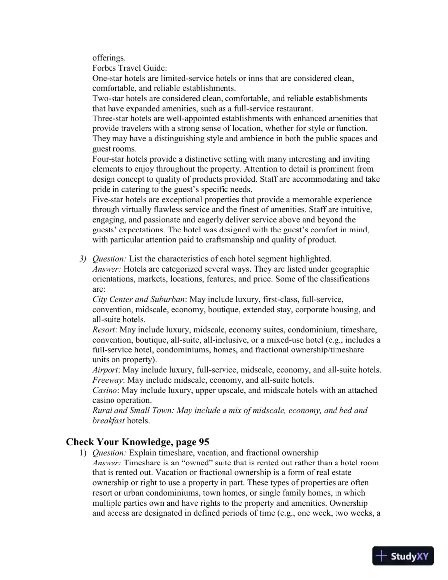 Class Notes for Introduction to Hospitality, 7th Edition, page 29