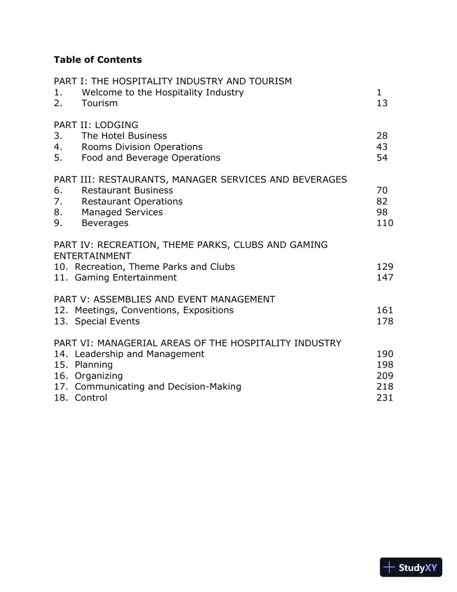 Class Notes for Introduction to Hospitality, 7th Edition, page 3