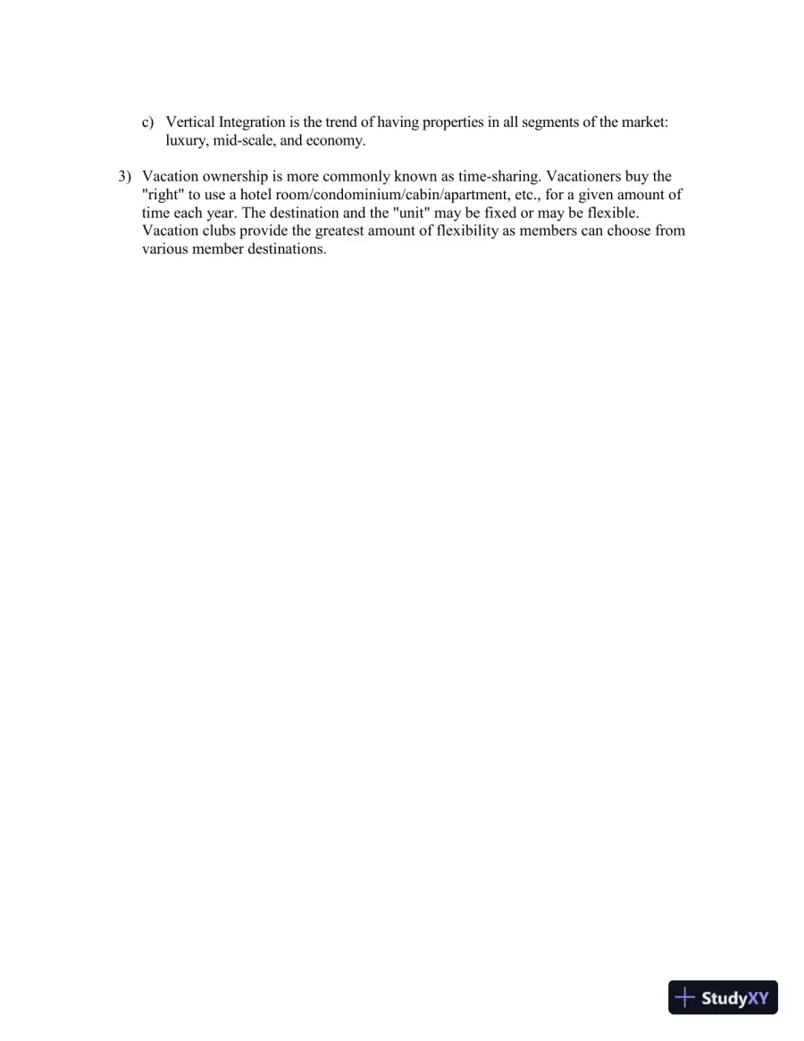 Class Notes for Introduction to Hospitality, 7th Edition, page 31
