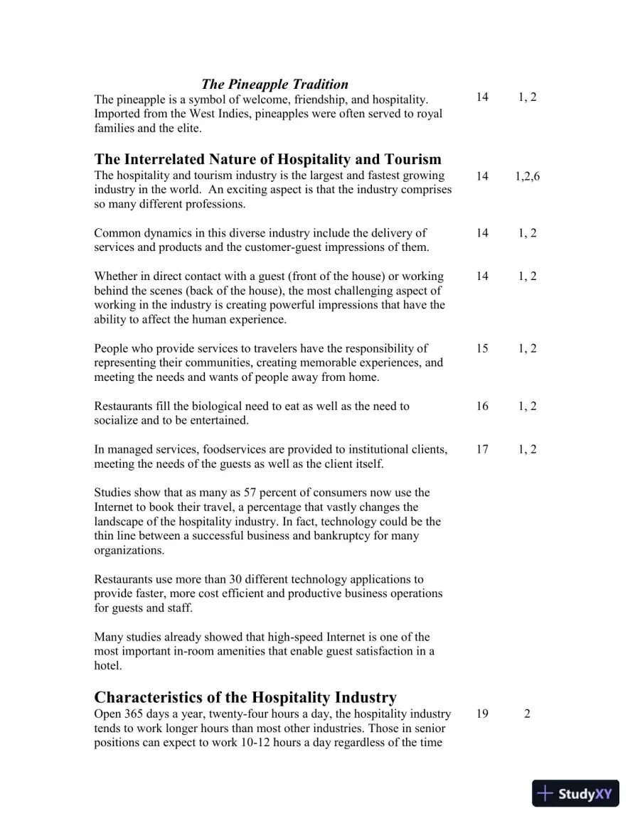 Class Notes for Introduction to Hospitality, 7th Edition, page 7