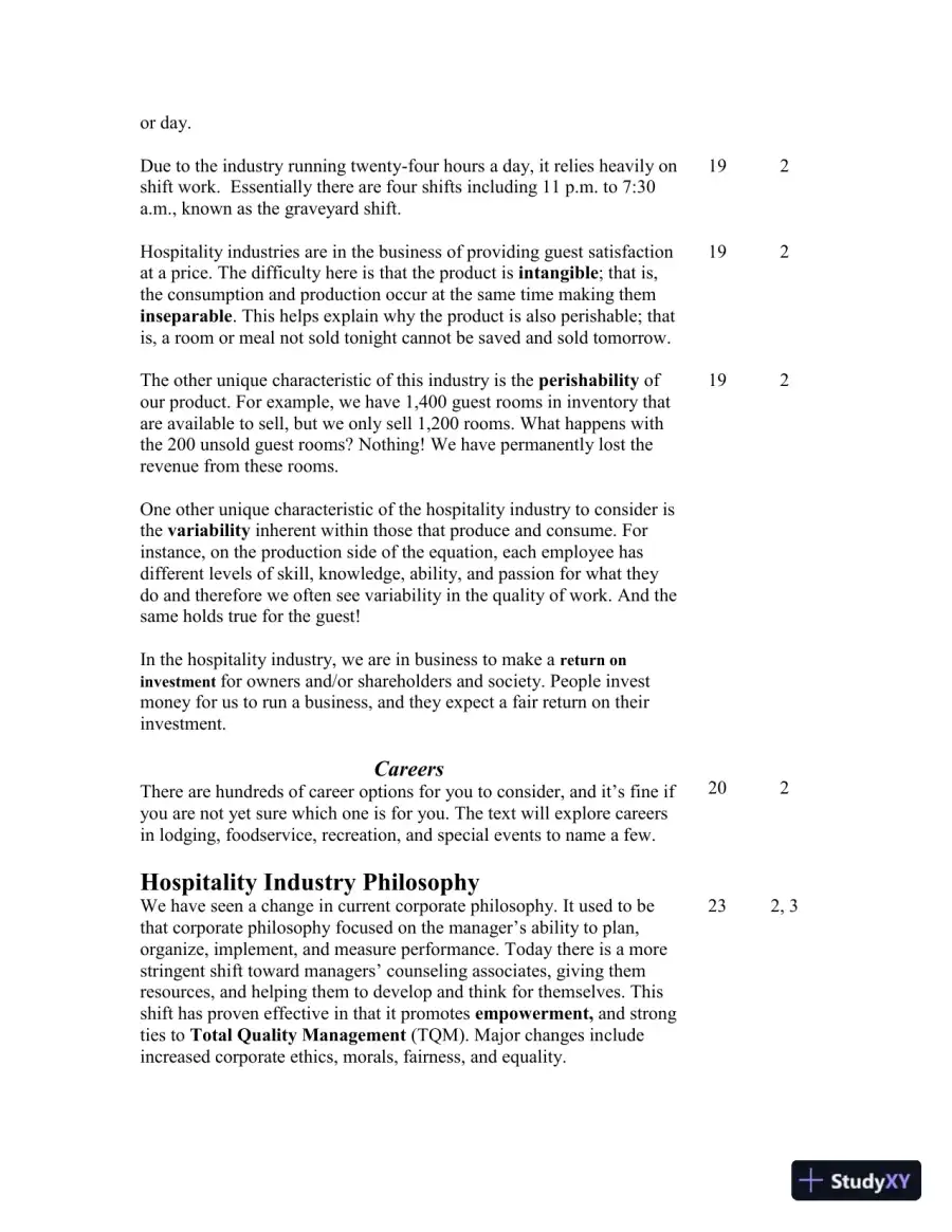 Class Notes for Introduction to Hospitality, 7th Edition, page 8