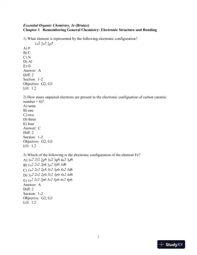 Test Bank for Essential Organic Chemistry Plus Mastering Chemistry , 3rd Edition - Page 1 preview image