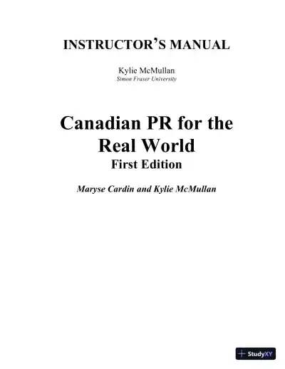 Canadian PR for the Real World 1st Edition Test Bank - Page 1 preview image