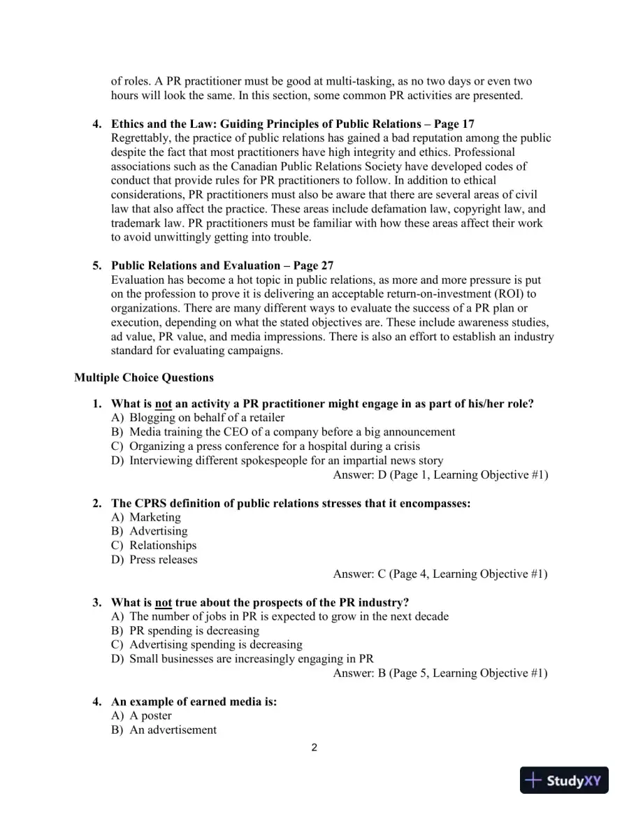 Canadian PR for the Real World 1st Edition Test Bank, page 5