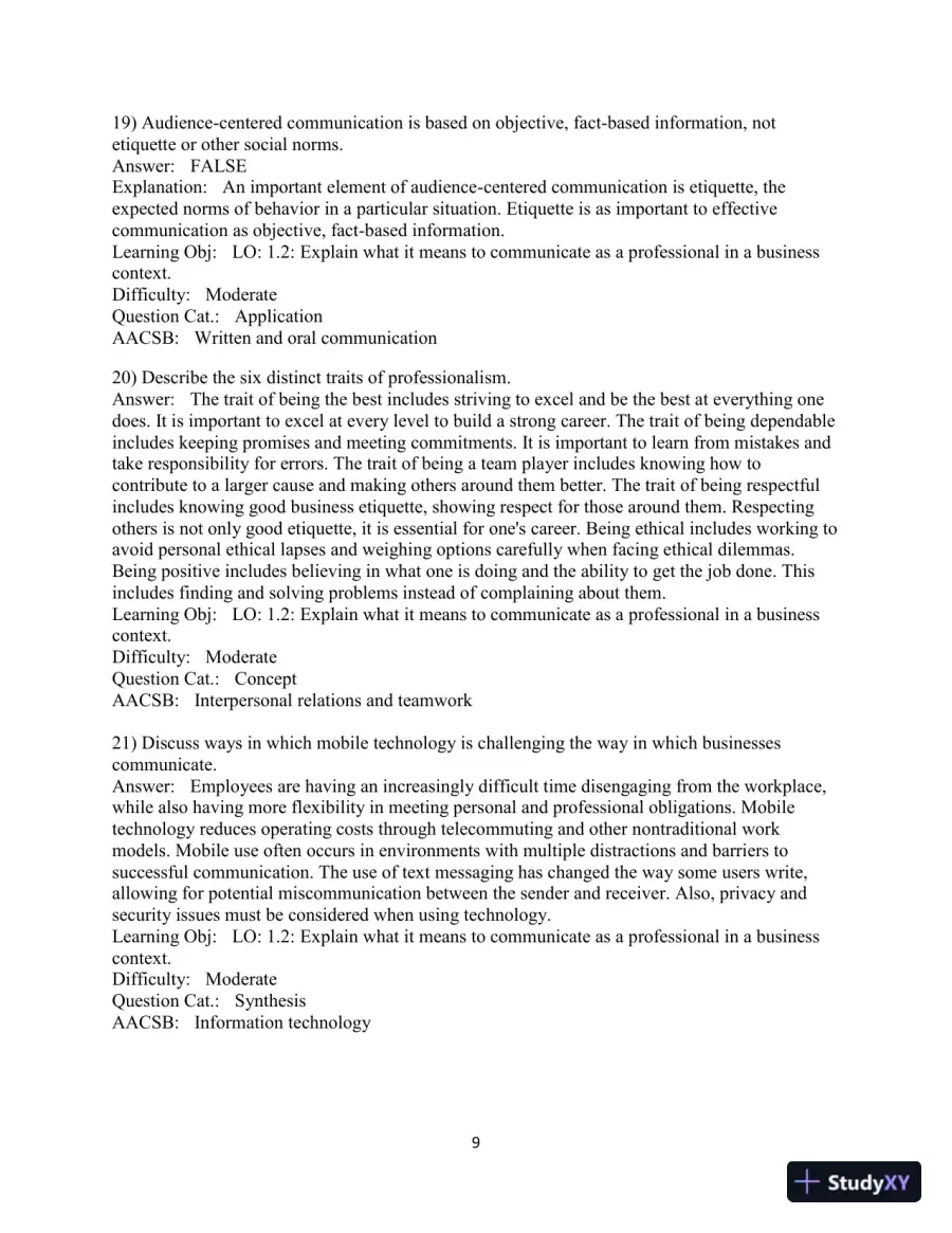 Solution Manual for Business Communication Essentials Fundamental Skills for the Mobile-Digital-Social Workplace, 8th Edition, page 11