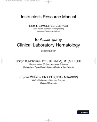 Lecture Notes for Clinical Laboratory Hematology, 2nd Edition - Page 1 preview image