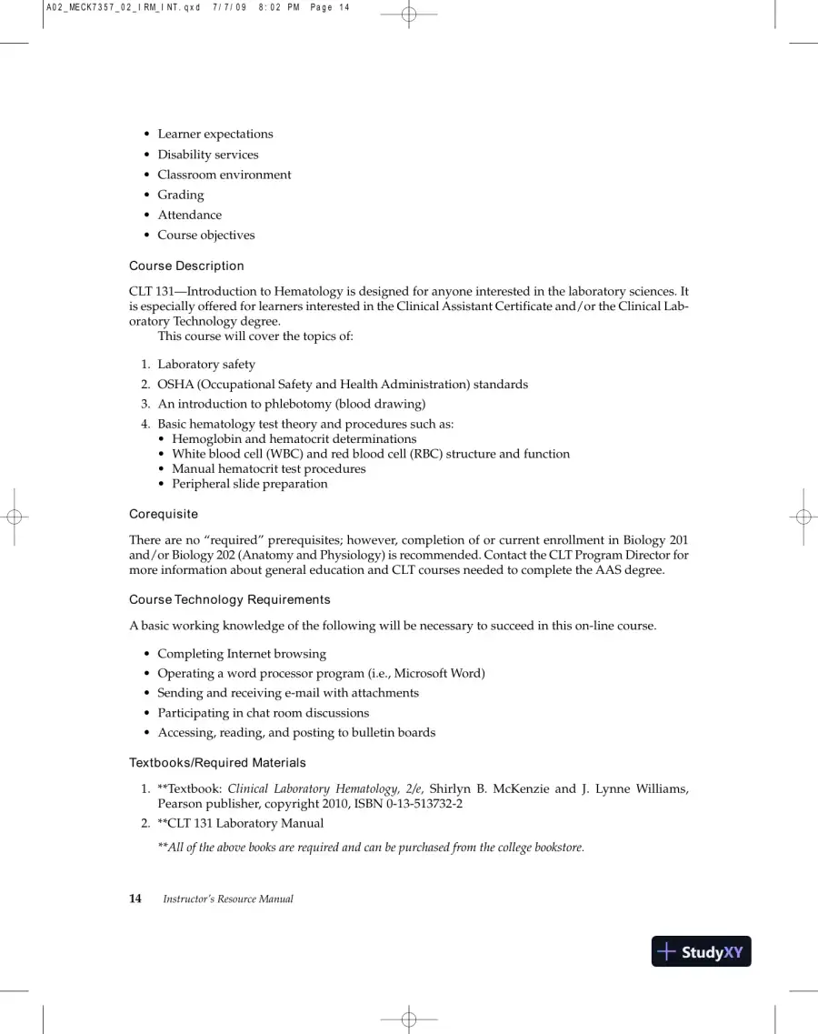 Lecture Notes for Clinical Laboratory Hematology, 2nd Edition, page 17