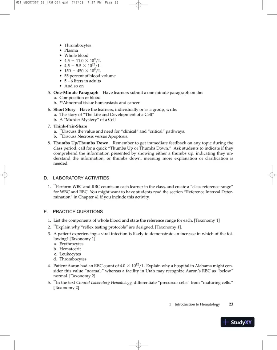 Lecture Notes for Clinical Laboratory Hematology, 2nd Edition, page 26