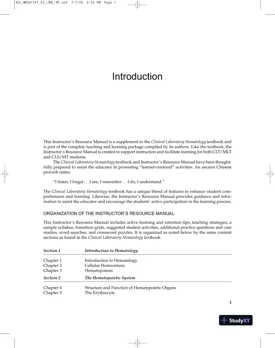 Lecture Notes for Clinical Laboratory Hematology, 2nd Edition, page 4