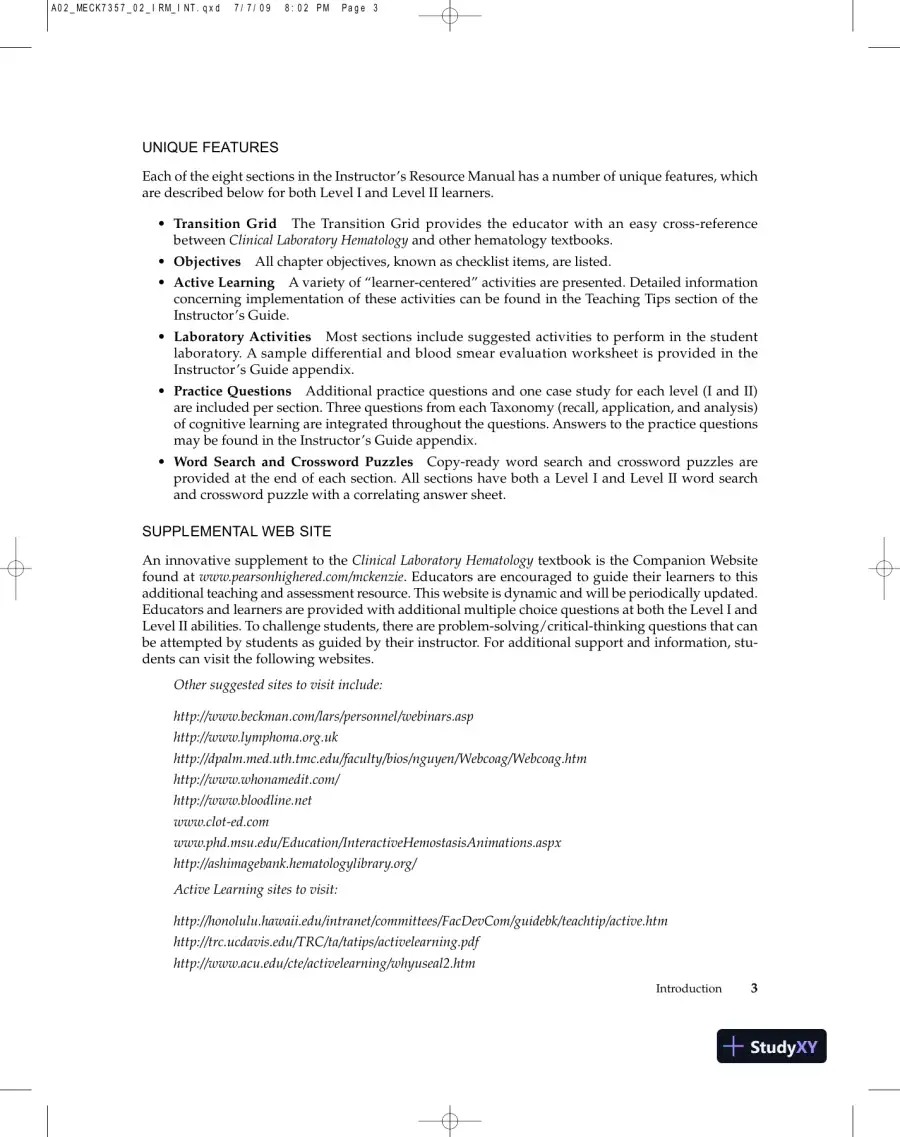 Lecture Notes for Clinical Laboratory Hematology, 2nd Edition, page 6