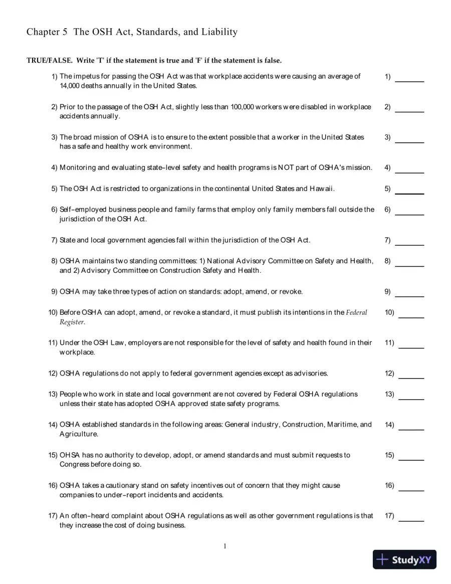 Test Bank for The Basics of Occupational Safety, 3rd Edition, page 14