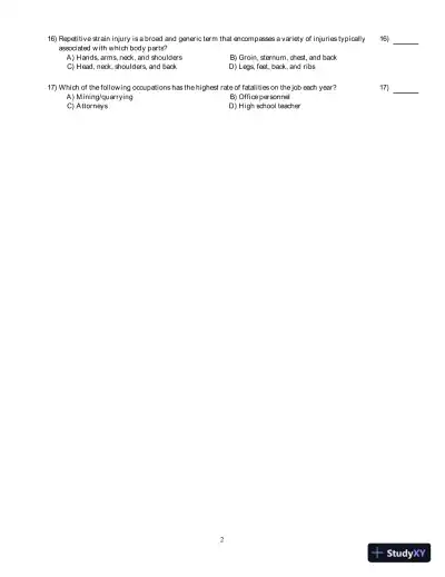 Test Bank for The Basics of Occupational Safety, 3rd Edition - Page 6 preview image