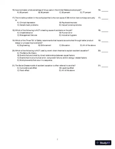 Test Bank for The Basics of Occupational Safety, 3rd Edition - Page 9 preview image